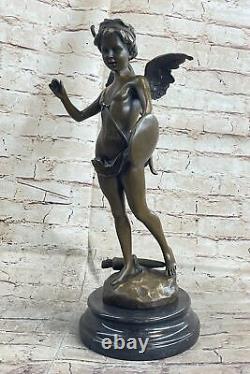 Art Deco Valentine's Day Cupid Angel Bronze Sculpture Statue Figurine Opener