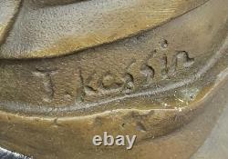 Art Deco Violin Player Bronze Sculpture Signed Female Musician Figurine