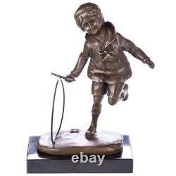 Art Deco bronze figure of boy with hoop: Boy with Hoop after DHChiparus Vintage