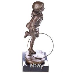 Art Deco bronze figure of boy with hoop: Boy with Hoop after DHChiparus Vintage