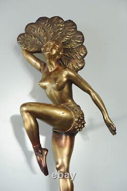 Art Deco bronze sculpture signed H. Mollins Dancer with fan