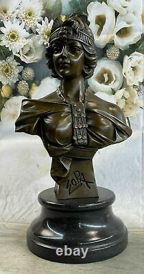 Art New Deco Style Female Bust By Villanis Bronze Sculpture Collector
