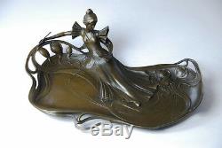 Art Nouveau Beautiful Bronze Sculpture Signed Milo Free Shipping