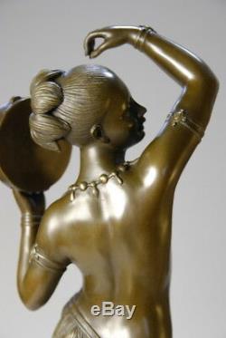 Art Nouveau - Bronze Tambourine Girl Signed M. C. Bouay- Free Shipping