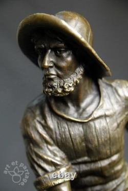 Art Nouveau - Fisherman with Net signed by Antoine Bofill bronze sculpture