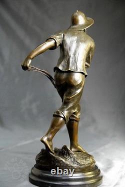 Art Nouveau - Fisherman with Net signed by Antoine Bofill bronze sculpture