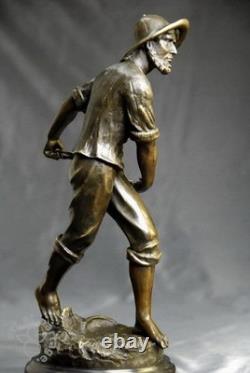 Art Nouveau - Fisherman with Net signed by Antoine Bofill bronze sculpture
