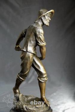 Art Nouveau - Fisherman with Net signed by Antoine Bofill bronze sculpture