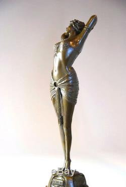 Art Nouveau Le Réveil Beautiful Bronze Sculpture Signed Phillips- Free Shipping
