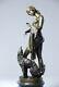 Art Nouveau - Naked To The Hound - Beautiful Bronze Sculpture Sig Cesaro- Free Shipping