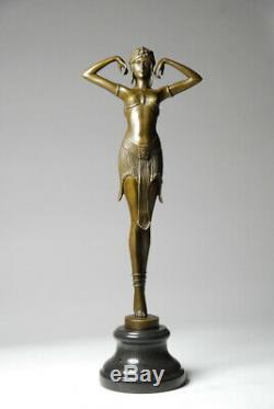 Art Nouveau Signed Demeter Chiparus, Bronze Sculpture- Art Free Shipping