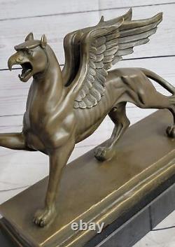 Art by Rock Griffin: Bronze Marble Sculpture Art Deco Mythical Figurine Statue