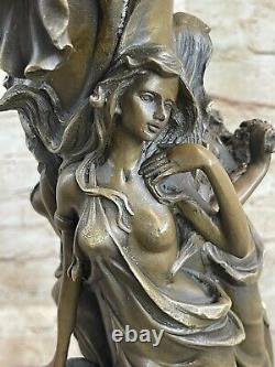 Artisanal Art Deco 3 Sexy Nude Girl New Style Bronze Vase Sculpture