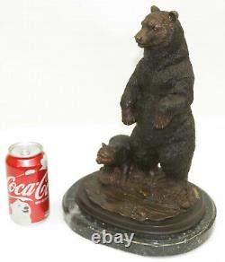 Artisanal True Bronze Sculpture Balance Deco Art Bear Grand Fonte Figure