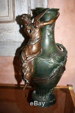 Auguste Moreau Large Vase Cast Bronze Patina Art Victrix Restore 44cm