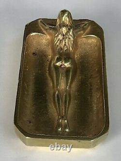 Authentic Superbe Old Sculpture In Golden Bronze Art New Empty Pocket