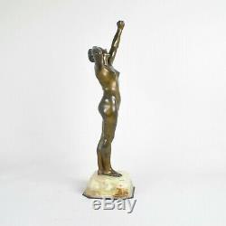 Awakening Sculpture In Bronze Nude Woman, Art Deco, 20th Century