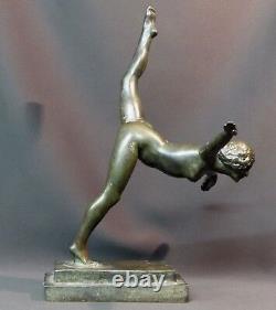 B 1930 Beautiful Bronze Sculpture by Botinelly, 37cm, 3.4kg, Susse Paris, Art Deco Dancer