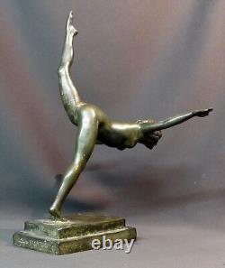B 1930 Beautiful Bronze Sculpture by Botinelly, 37cm, 3.4kg, Susse Paris, Art Deco Dancer