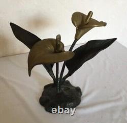 BRONZE ART DECO floral citruses SCULPTURE