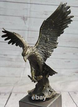 Bald Eagle Salmon Fishing Alaska Wildlife Art Bronze Marble Sculpture Sale