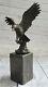 Bald Eagle Salmon Fishing Alaska Wildlife Art Bronze Marble Statue Sculpture Sale