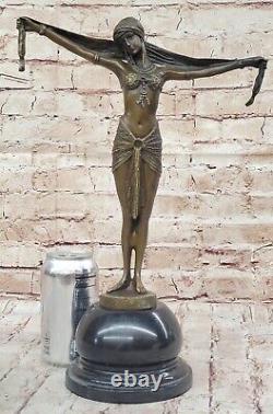 Beautiful 1920's Art Deco Nouveau Dancer Signed Chiparus Pure Bronze Statue Art