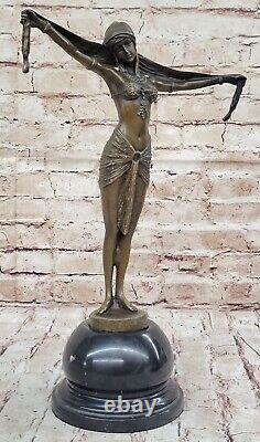 Beautiful 1920's Art Deco Nouveau Dancer Signed Chiparus Pure Bronze Statue Art