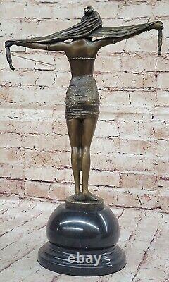 Beautiful 1920's Art Deco Nouveau Dancer Signed Chiparus Pure Bronze Statue Art