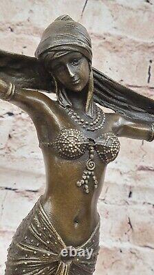 Beautiful 1920's Art Deco Nouveau Dancer Signed Chiparus Pure Bronze Statue Art