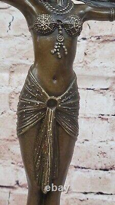 Beautiful 1920's Art Deco Nouveau Dancer Signed Chiparus Pure Bronze Statue Art