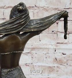 Beautiful 1920's Art Deco Nouveau Dancer Signed Chiparus Pure Bronze Statue Art