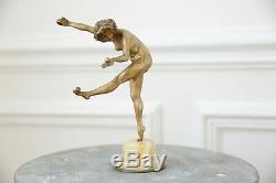 Beautiful And Old Gilded Bronze Sculpture Colinet The Art Deco Juggler