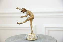 Beautiful And Old Gilded Bronze Sculpture Colinet The Art Deco Juggler