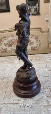 Beautiful Art Nouveau Statue of Fisherman signed by George Omer