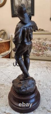 Beautiful Art Nouveau Statue of Fisherman signed by George Omer