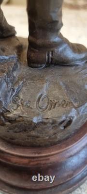 Beautiful Art Nouveau Statue of Fisherman signed by George Omer