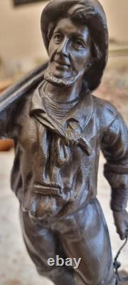 Beautiful Art Nouveau Statue of Fisherman signed by George Omer