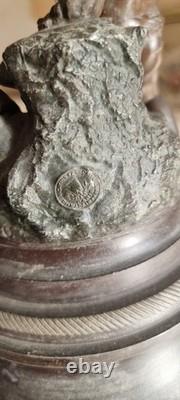 Beautiful Art Nouveau Statue of Woman and Cherub Signed by Rousseau, Sculpture