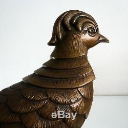 Beautiful Bronze Sculpture Of Art-déco Period Golden Pheasant On Marble Base