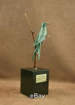 Beautiful Bronze Sculpture Wildlife Art Deco Swallow Bird By Irenee Rochard