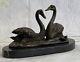 Beautiful Bronze Swan Sculpture Art Deco Marble Statue Figurine Sale