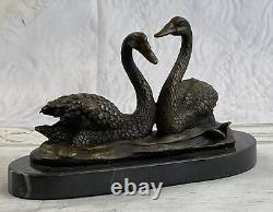 Beautiful Bronze Swan Sculpture Art Deco Marble Statue Figurine Sale