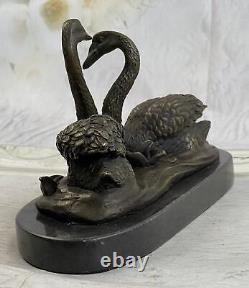 Beautiful Bronze Swan Sculpture Art Deco Marble Statue Figurine Sale