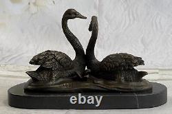 Beautiful Bronze Swan Sculpture Art Deco Marble Statue Figurine Sale