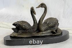 Beautiful Bronze Swan Sculpture Art Deco Marble Statue Figurine Sale