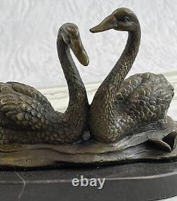 Beautiful Bronze Swan Sculpture Art Deco Marble Statue Figurine Sale