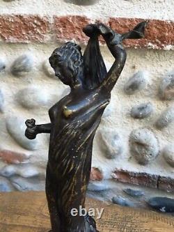 Beautiful Bronze Woman Dancer A La Rose Art Deco Sculpture Period To Identify