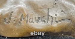 Beautiful Gilded Bronze Sculpture Art Nouveau Signed Figure Statue Nude Girl Decor