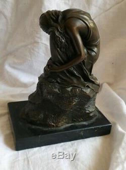 Beautiful Statue / Sculpture Bronze Woman Art Deco Seal Of The Founder